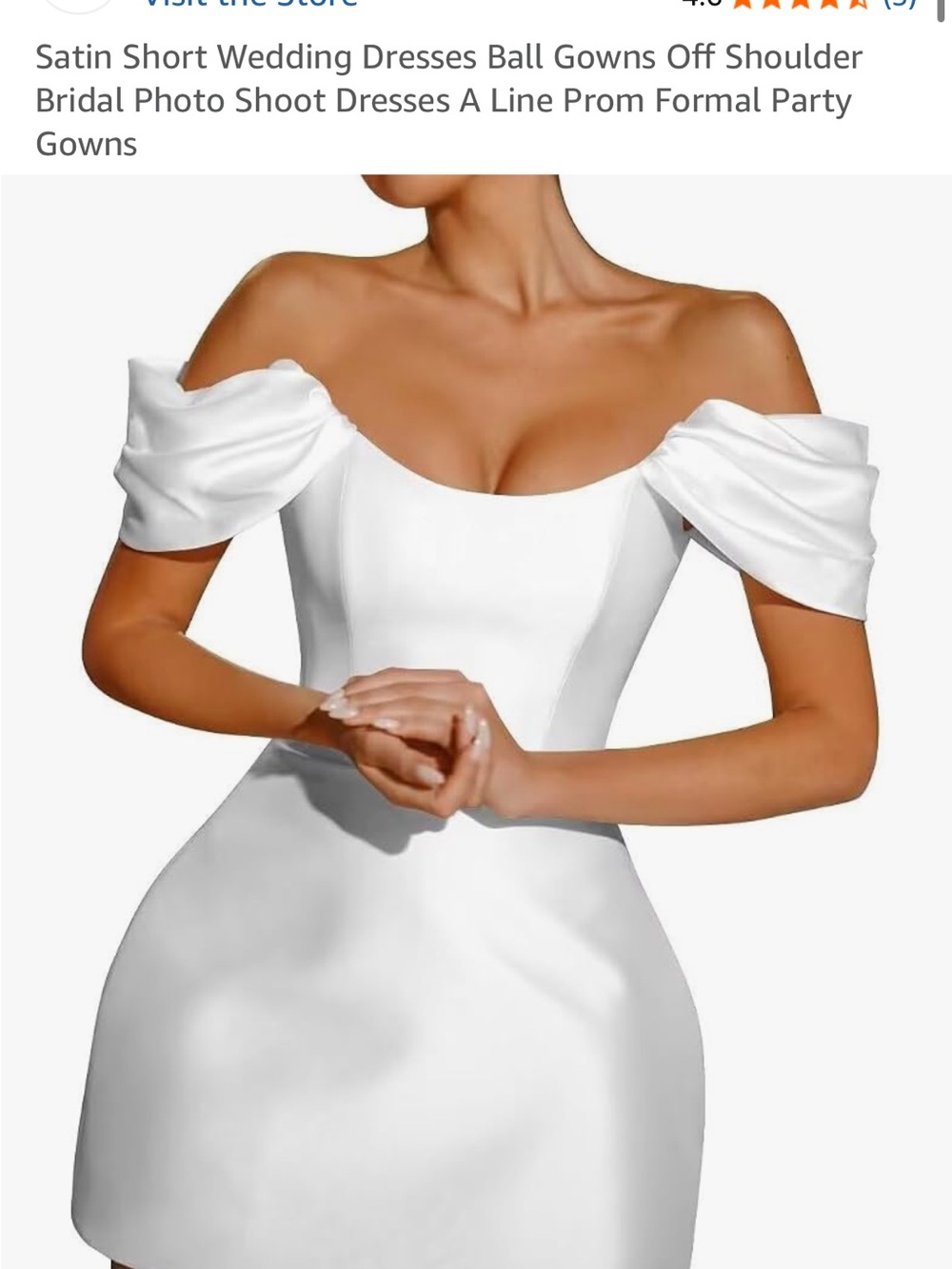 Off-Shoulder Satin Mini Dress in White